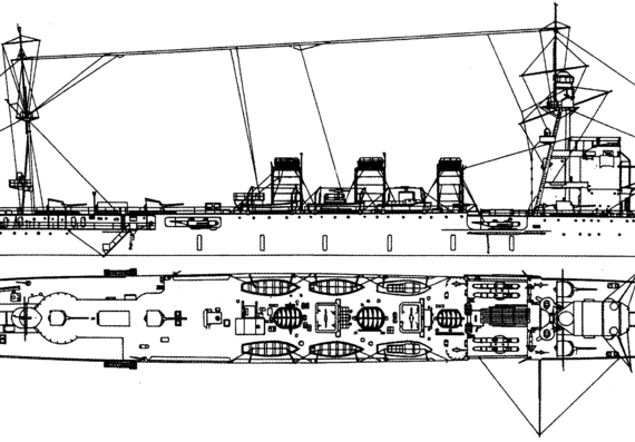 Крейсер IJN Nagara [Light Cruiser] - чертежи, габариты, рисунки